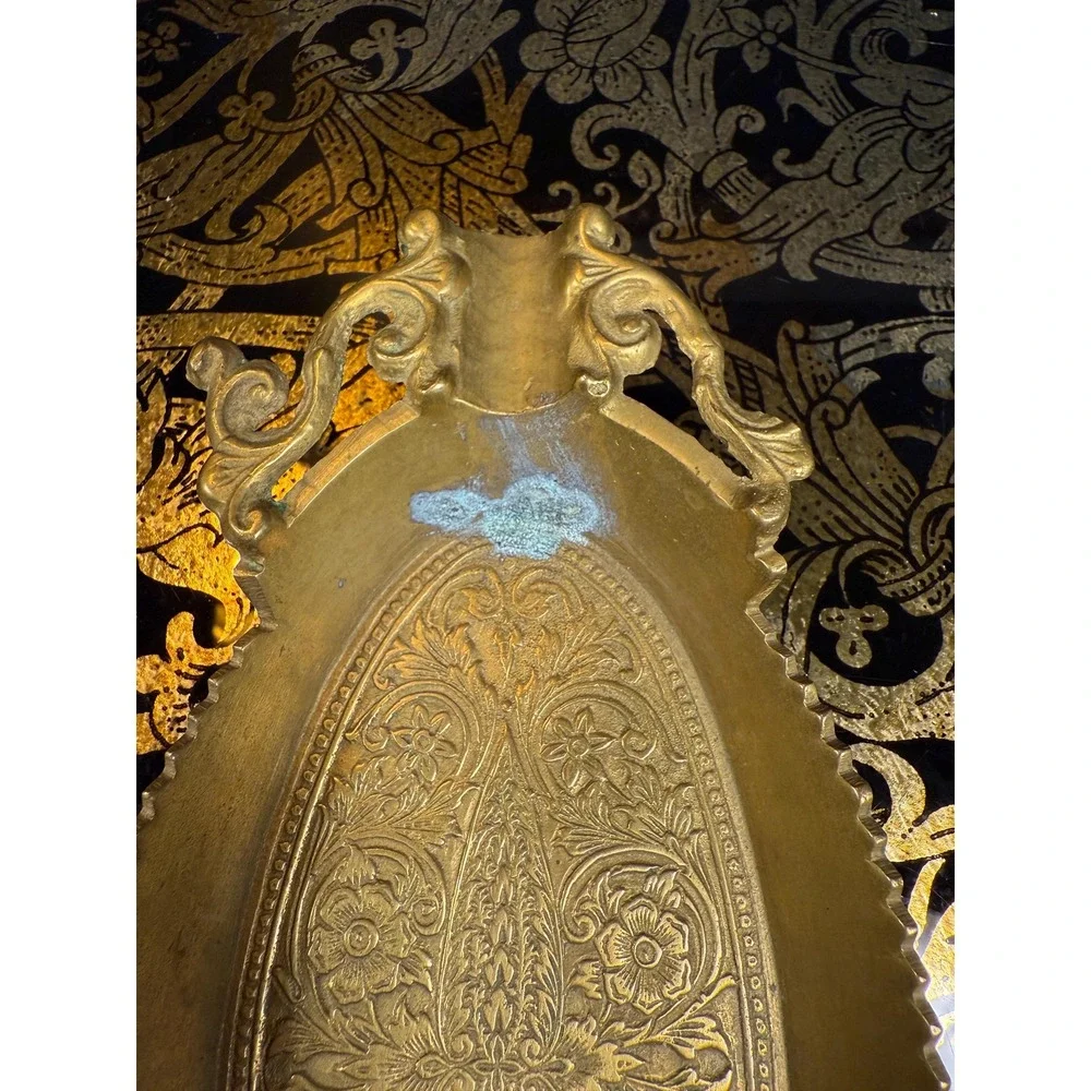 Antique Ornate‎ Brass Ashtray: Victorian Vanity Catch-All Tray